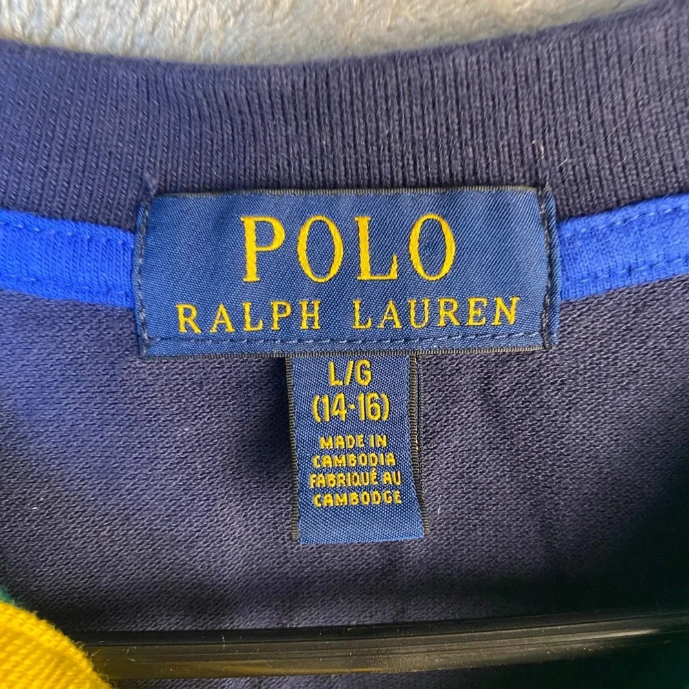 Polo Ralph Lauren Youth Large Green Big Pony Ocean Challenge Polo Shirt 14-16